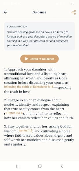 Sanctuary app biblical guidance screen